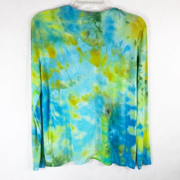 Heart Hips Large Top Handmade Tie Dye Sea Sprite Blue Green Strappy V Neck 1010 - Picture 2 of 7